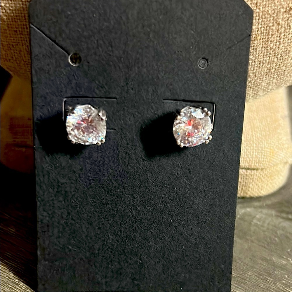 Elegant‎ CZ Silver Stud Earrings